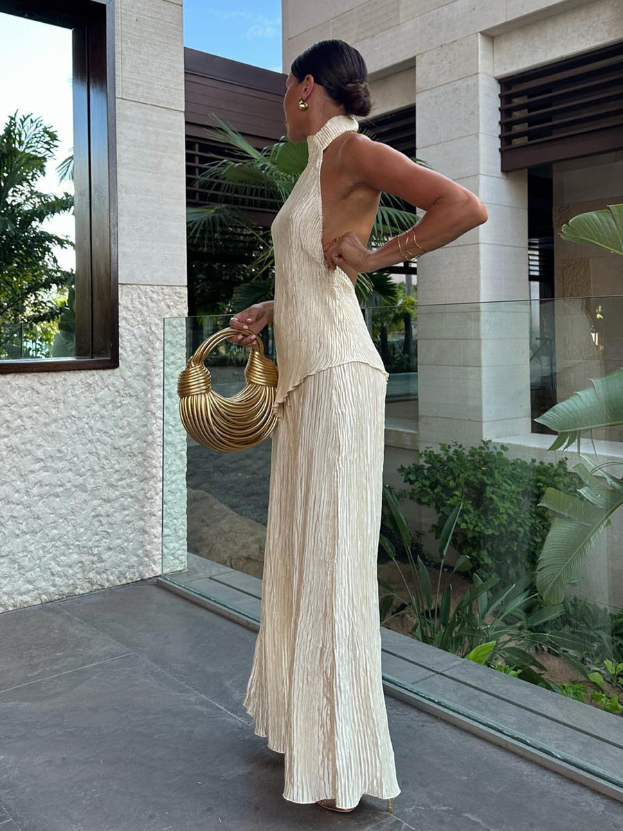 Mertens Van Persie | Plissé Halter Jumpsuit