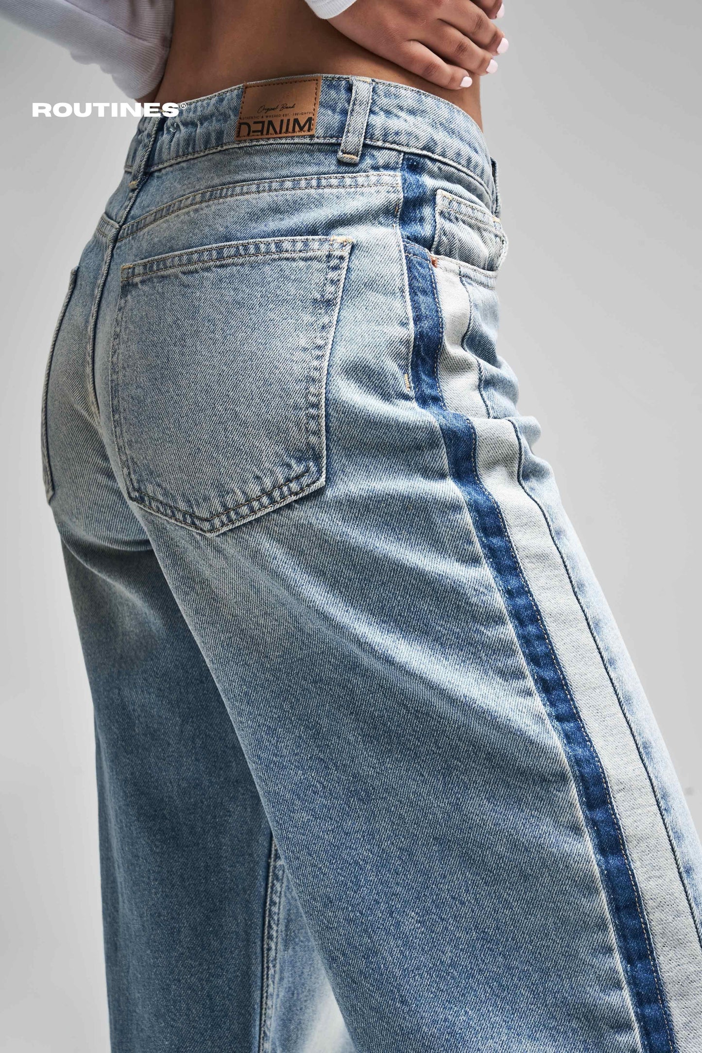 Routines Striped Straight Leg Jeans 3662