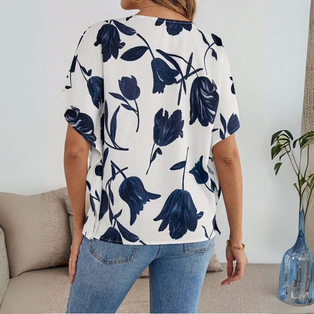 Mertens Van Persie | V-Hals Blouse met Bloemenprint