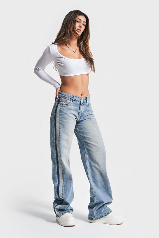 Routines Striped Straight Leg Jeans 3662